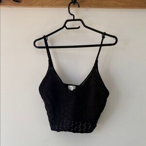 H&M Black Crochet Crop Top